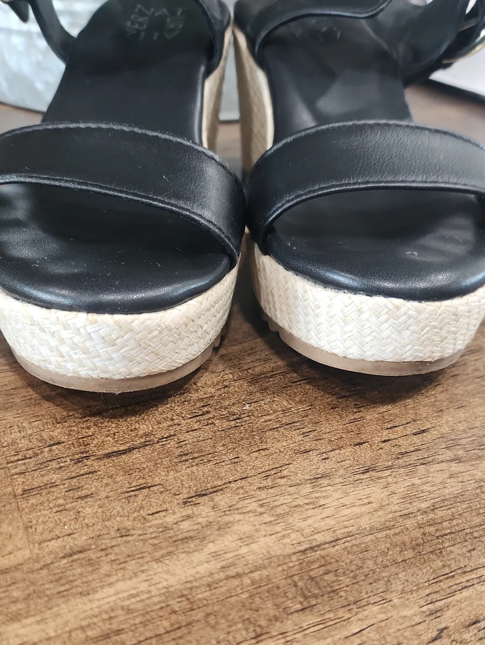 Naturalizer Black Wedge Sandals with Ankle Strap